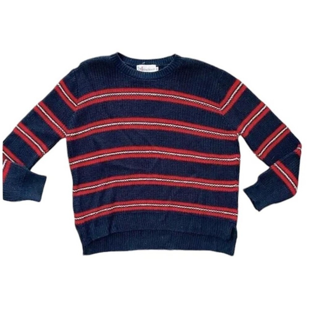 Cotton Emporium Sweater Girls Large Navy Red Stripe NWT Knit Pullover
